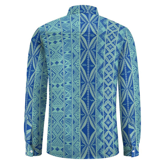 Chemise mata bleu imprimée gatu