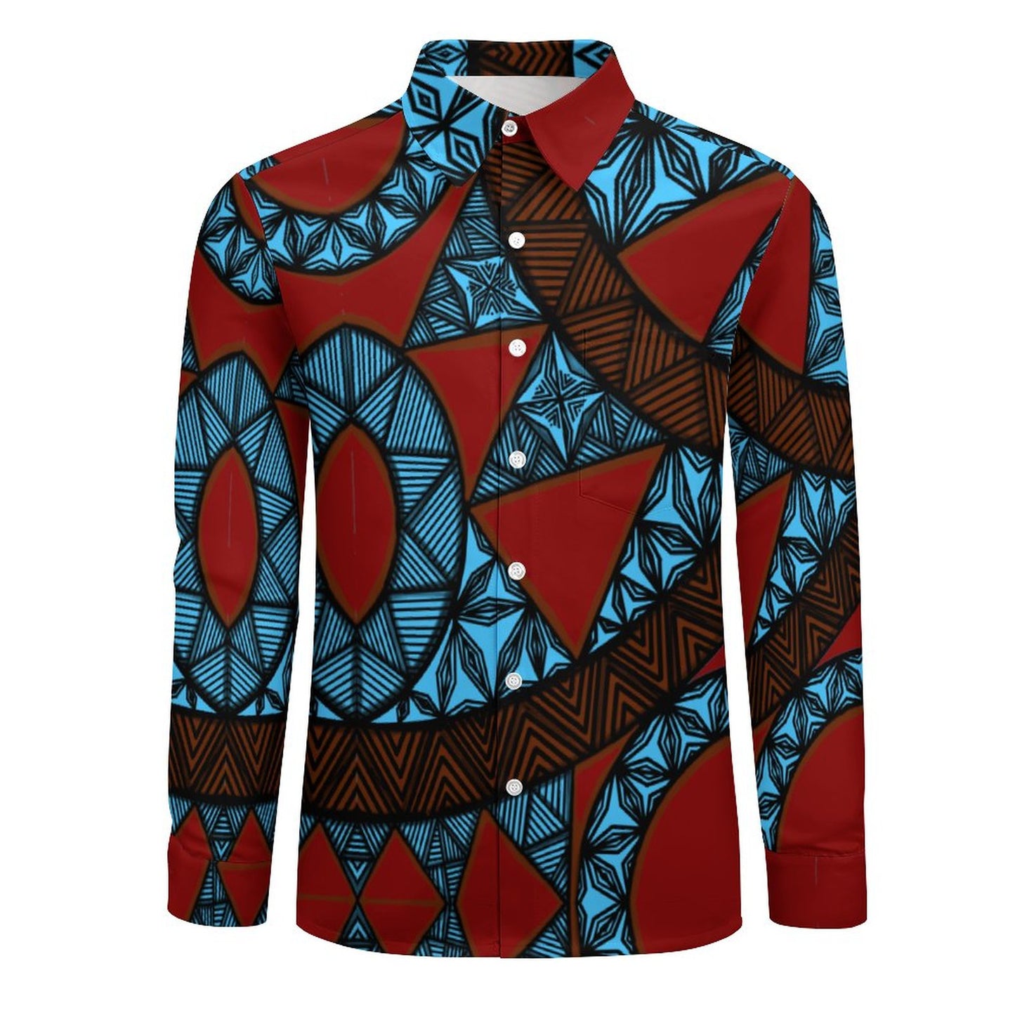 Chemise bleu matatoa imprimé gatu