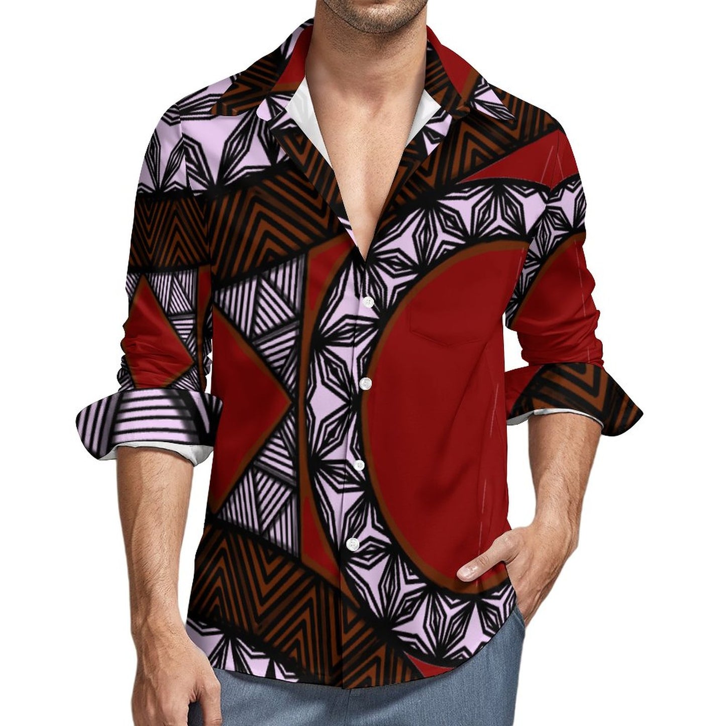 Chemise matatoa violet imprimé gatu