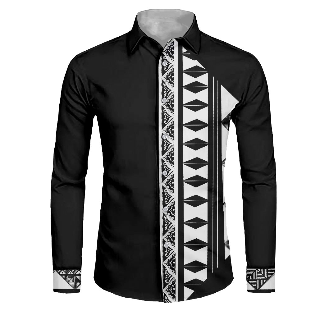 Chemise mata noire imprimée tapa