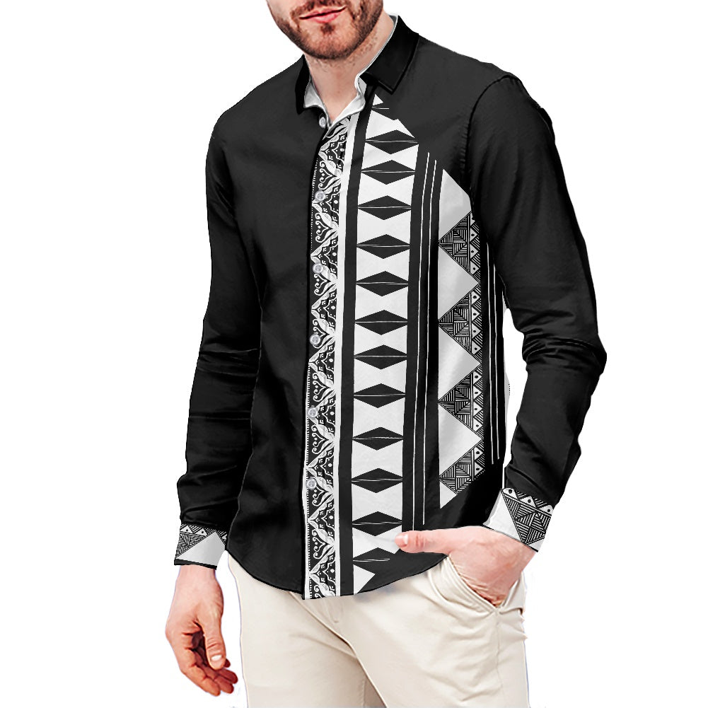 Chemise mata noire imprimée tapa
