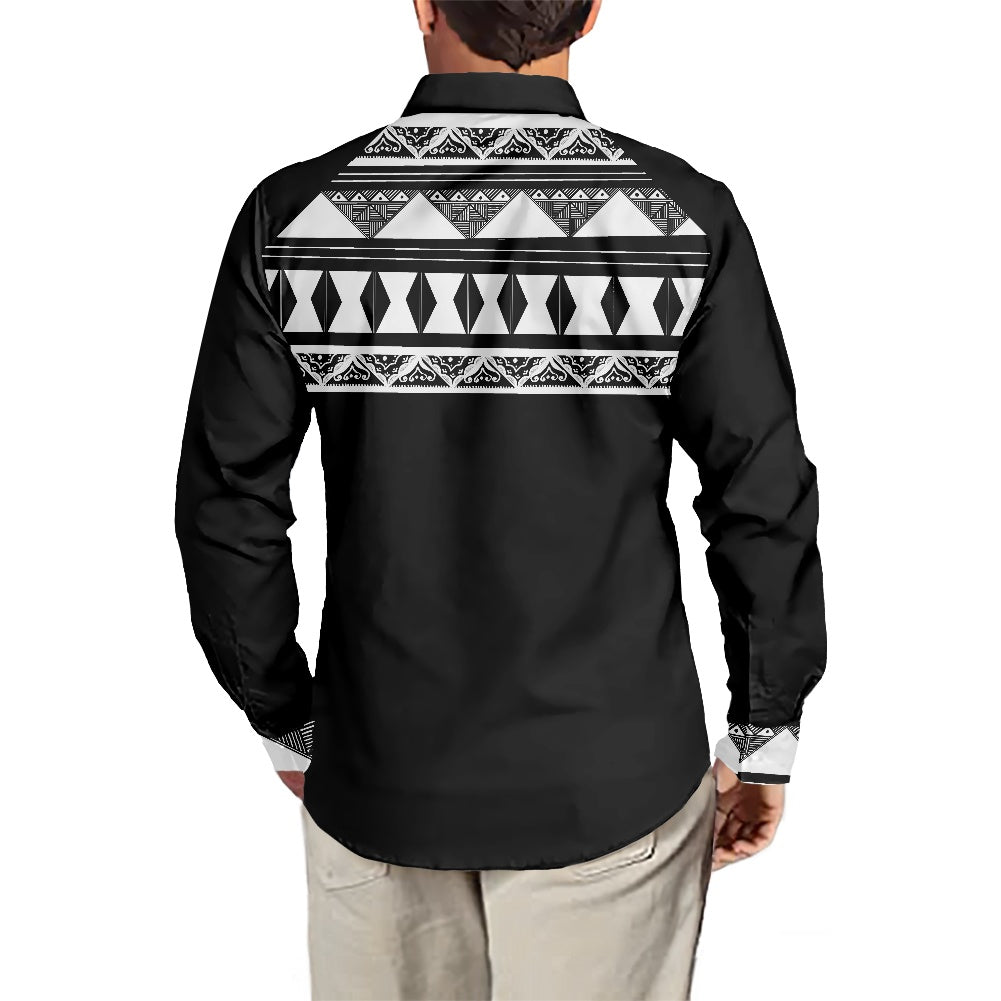 Chemise mata noire imprimée tapa