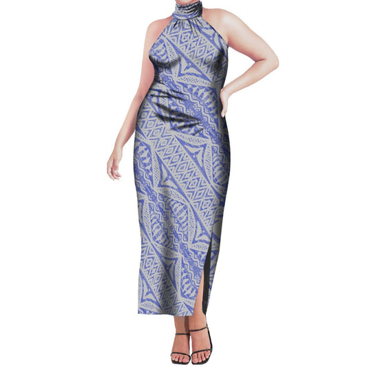 Robe sala bleu/gris imprimée