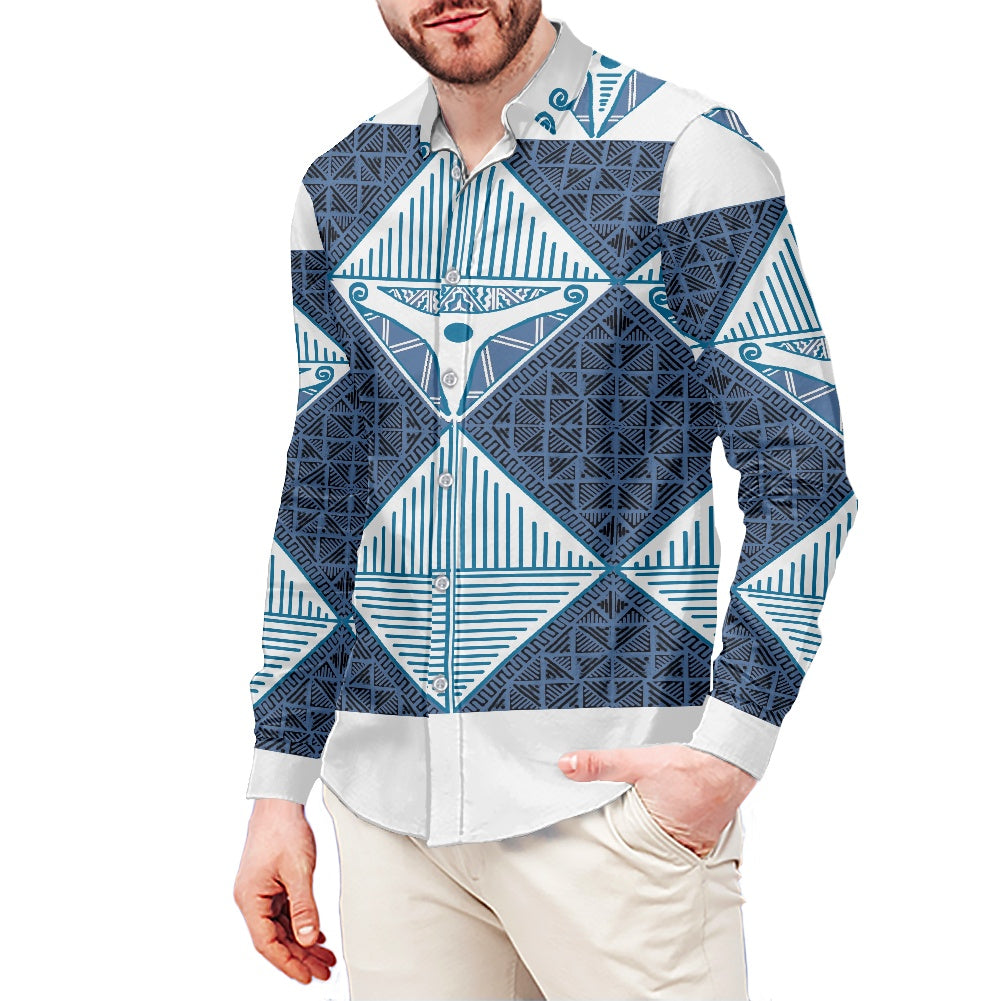 Chemise mata imprimée tapa bleu