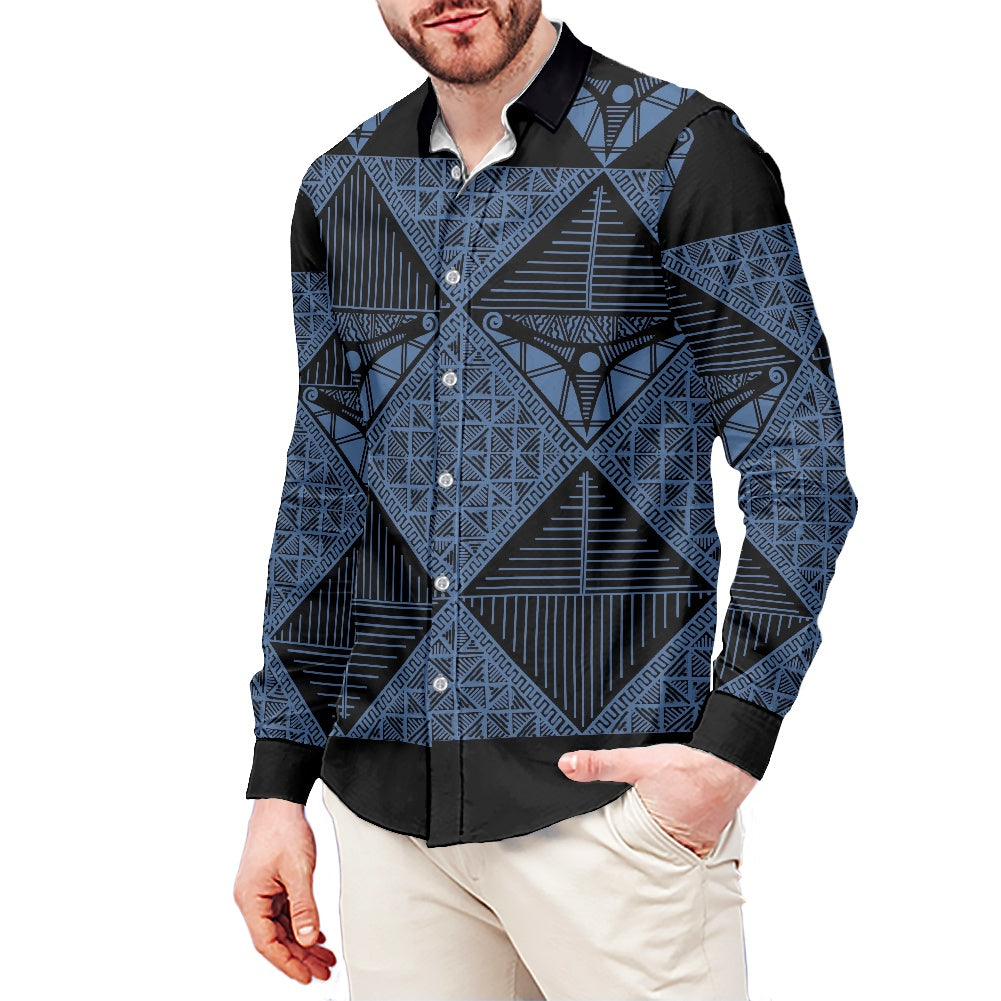 Chemise mata noir imprimée tapa