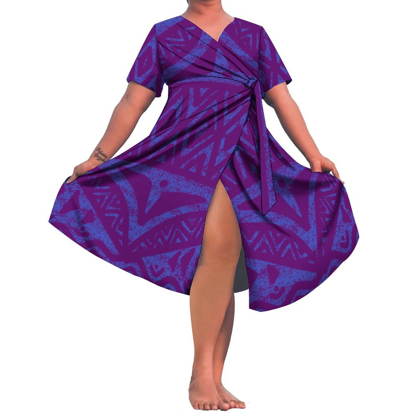 Robe Ismé cache-coeur imprimée violet