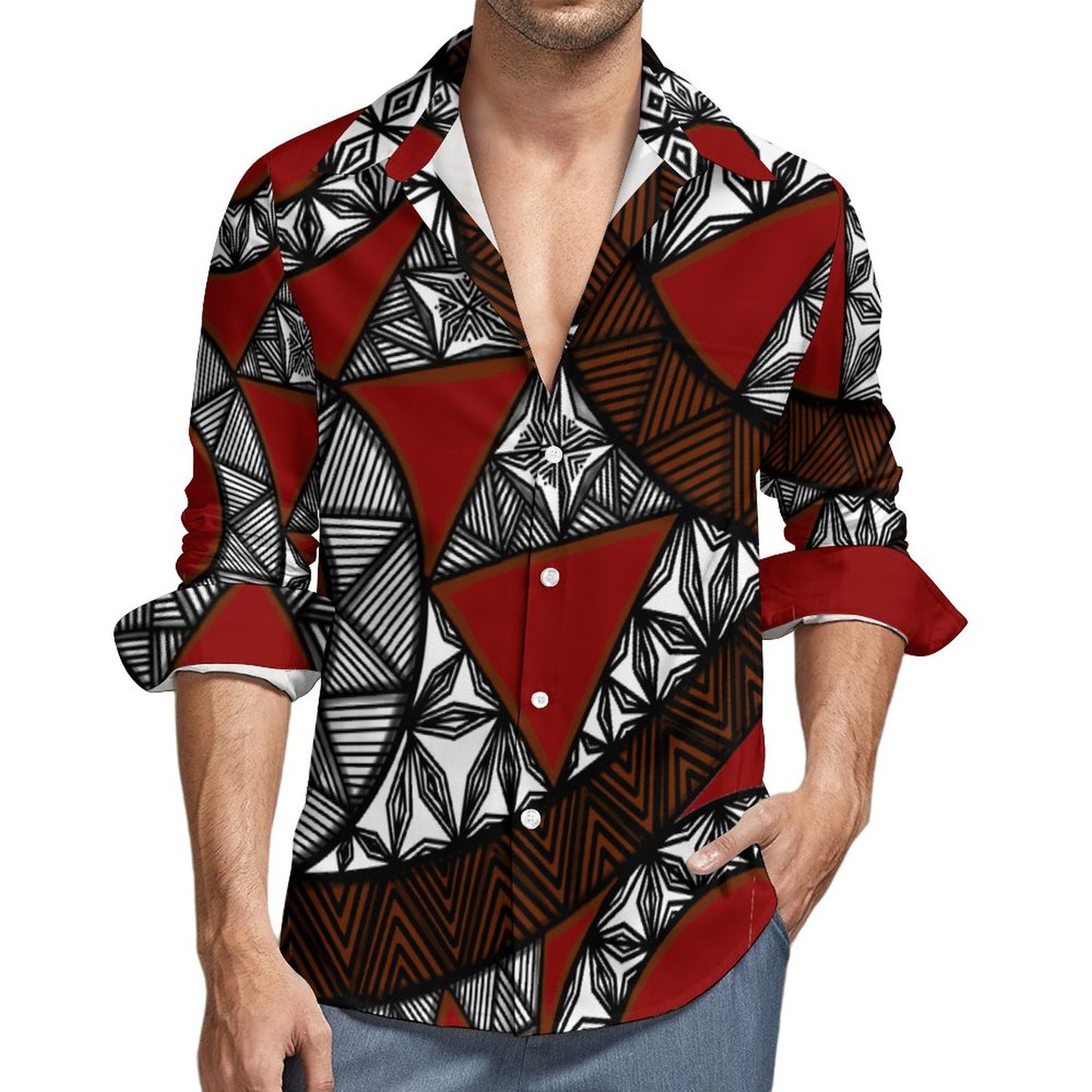 Chemise blanc matatoa imprimé gatu