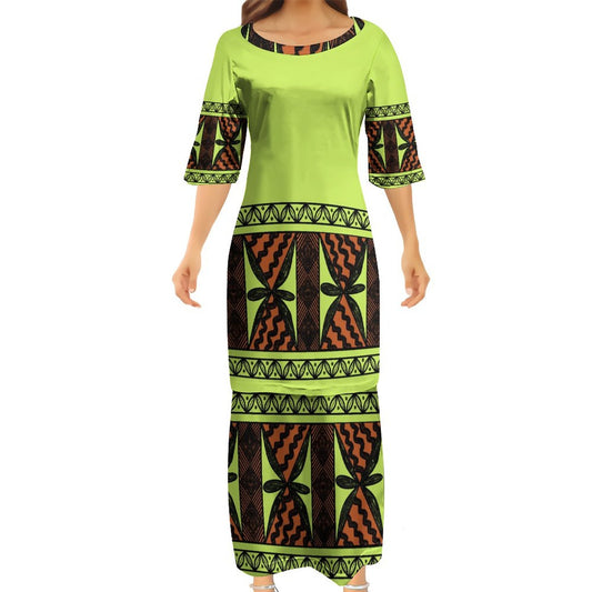 Ensemble haut/jupe vert fluo motif gatu