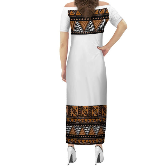 Robe longue en soie/ motif gatu