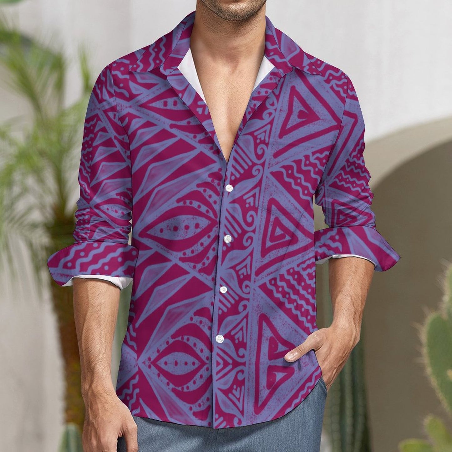 Chemise orion violet imprimé gatu