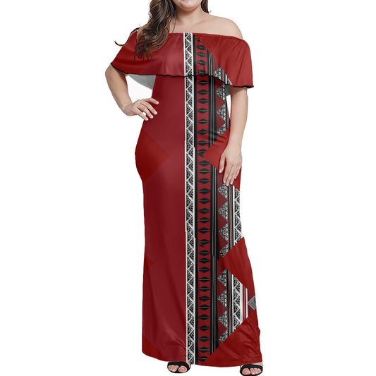 Robe épaule dénudé rouge bordeau