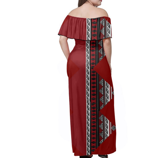 Robe épaule dénudé rouge bordeau