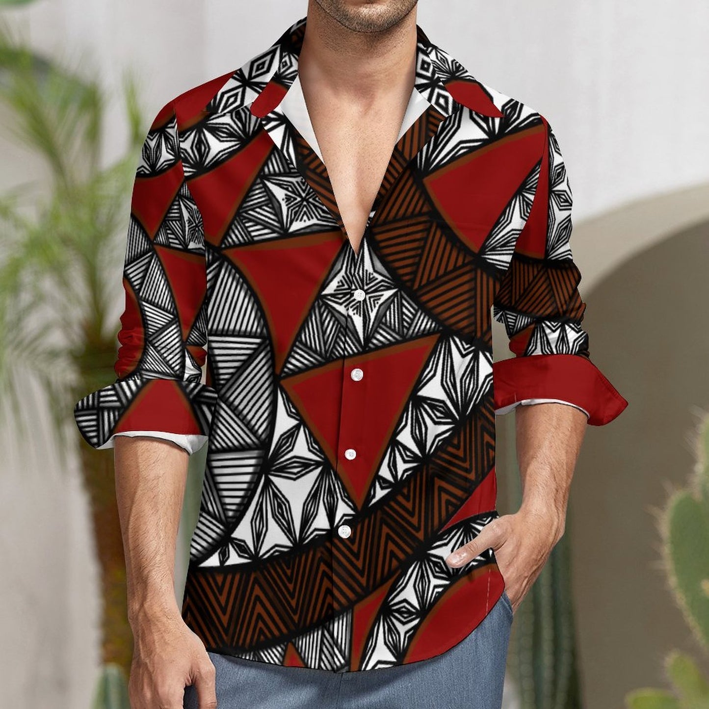 Chemise blanc matatoa imprimé gatu