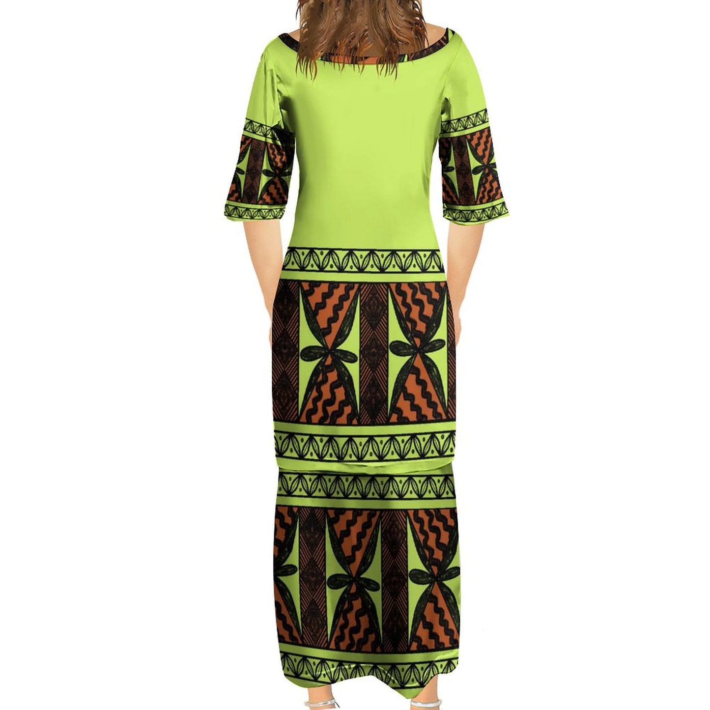 Ensemble haut/jupe vert fluo motif gatu