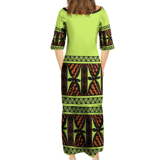 Ensemble haut/jupe vert fluo motif gatu
