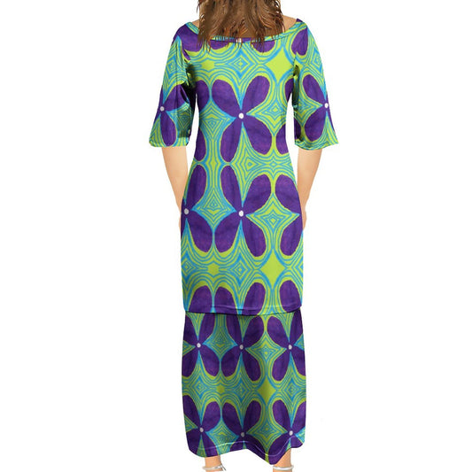 Ensemble haut/jupe florale jaune