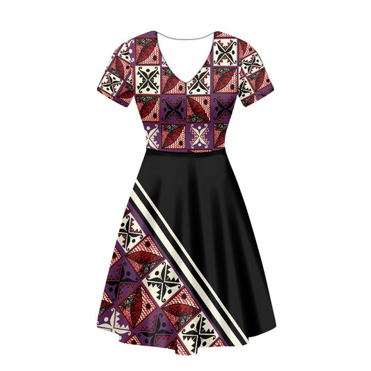Robe noire imprimée diagonale motif W&F