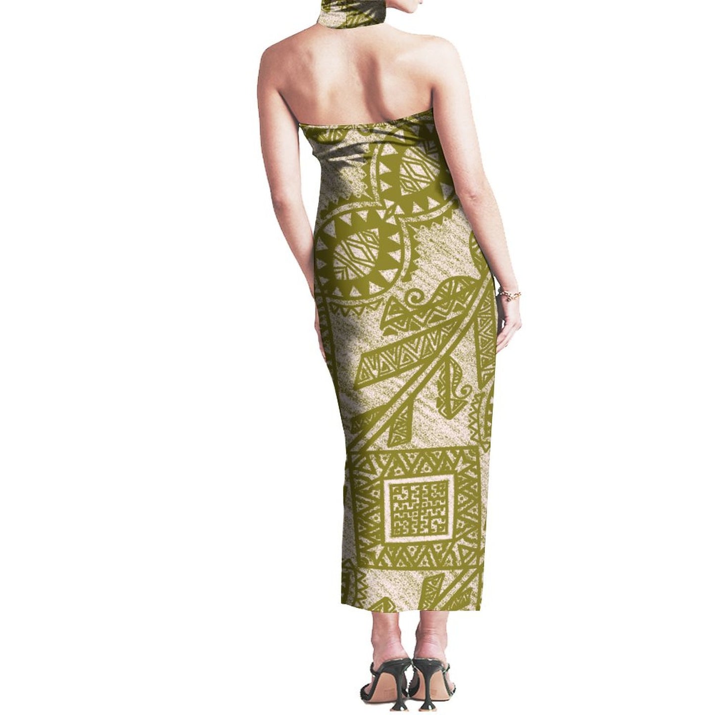 Robe sala vert kaki imprimée