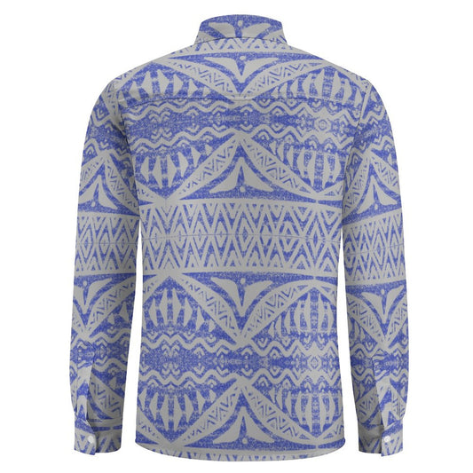Chemise kalaga bleu claire imprimé gatu