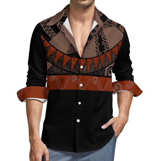 Chemise mata noir bicolore imprimée gatu