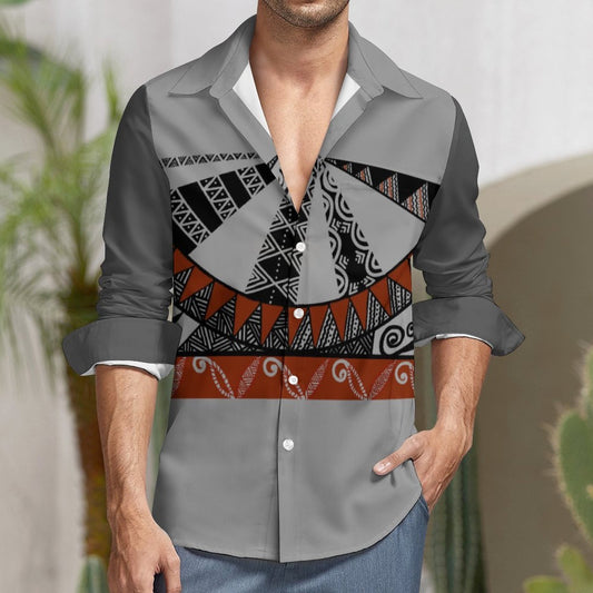 Chemise mata gris bicolore imprimée gatu