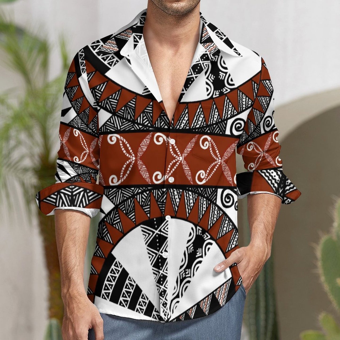 Chemise mata blanc imprimée gatu
