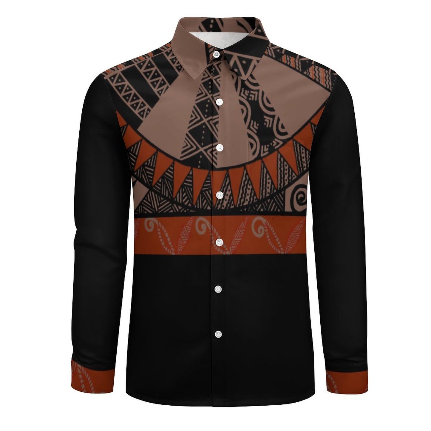 Chemise mata noir bicolore imprimée gatu