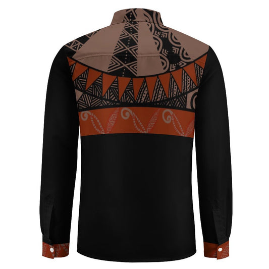 Chemise mata noir bicolore imprimée gatu